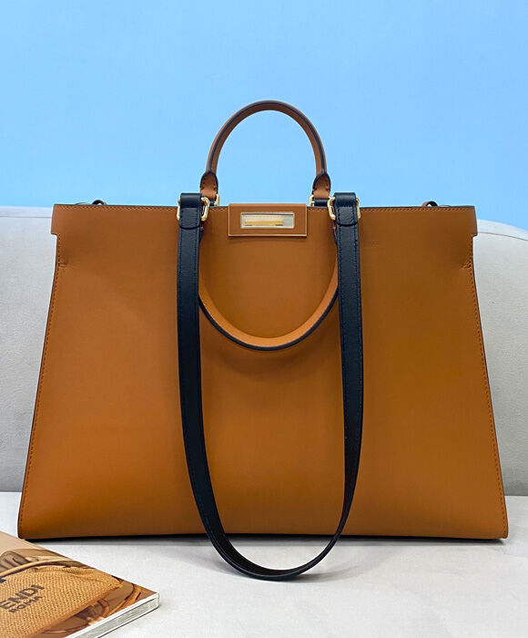 Fendi Peekaboo X Tote Leather Bag 8BH374 Apricot